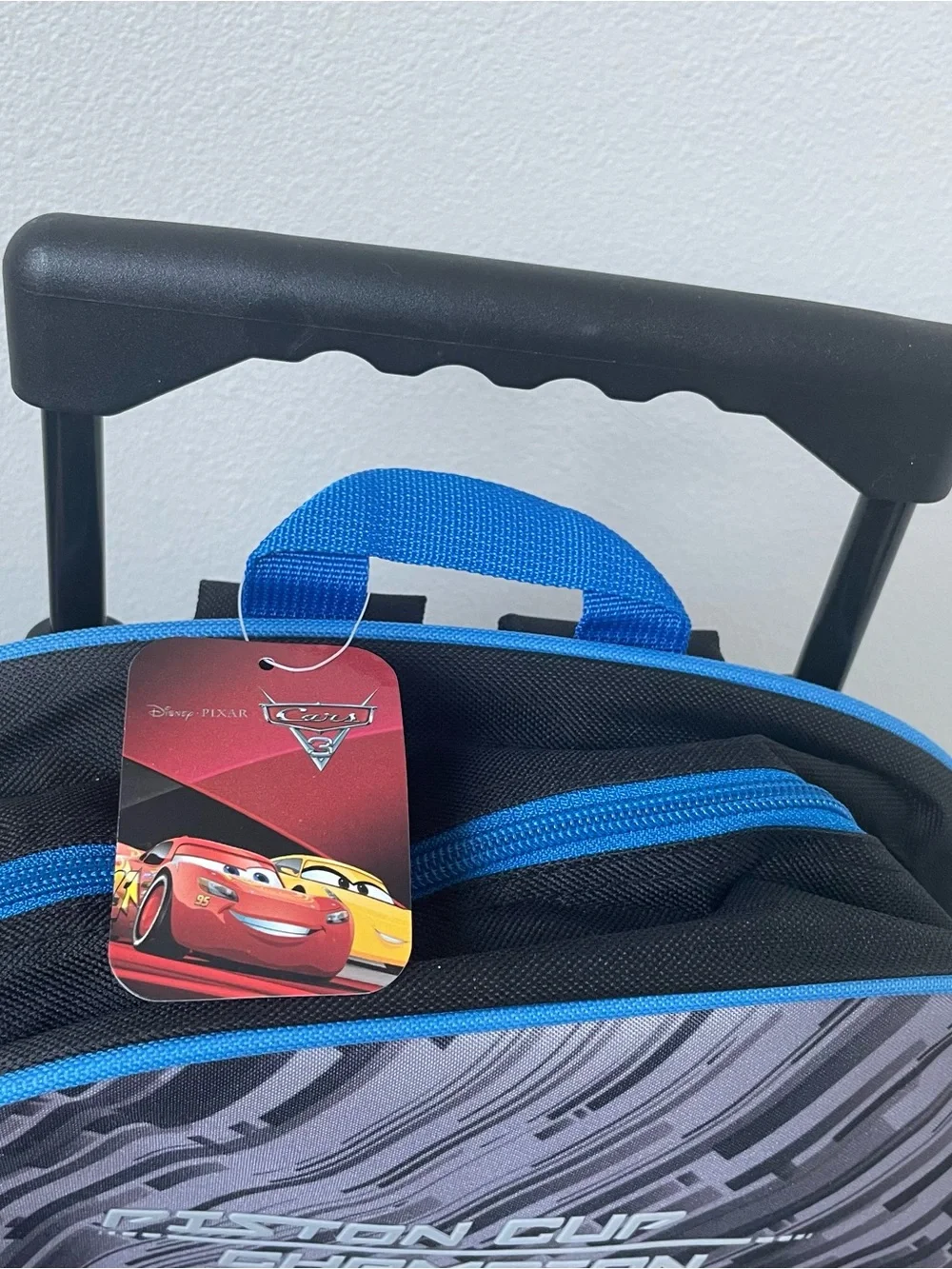 NEW Disney Pixar Cars Lightning McQueen Rolling Backpack Trolley Piston Cup Bag